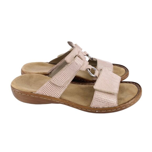 Rieker Pink and Tan Sandals Slip-On Comfort - Picture 3 of 9